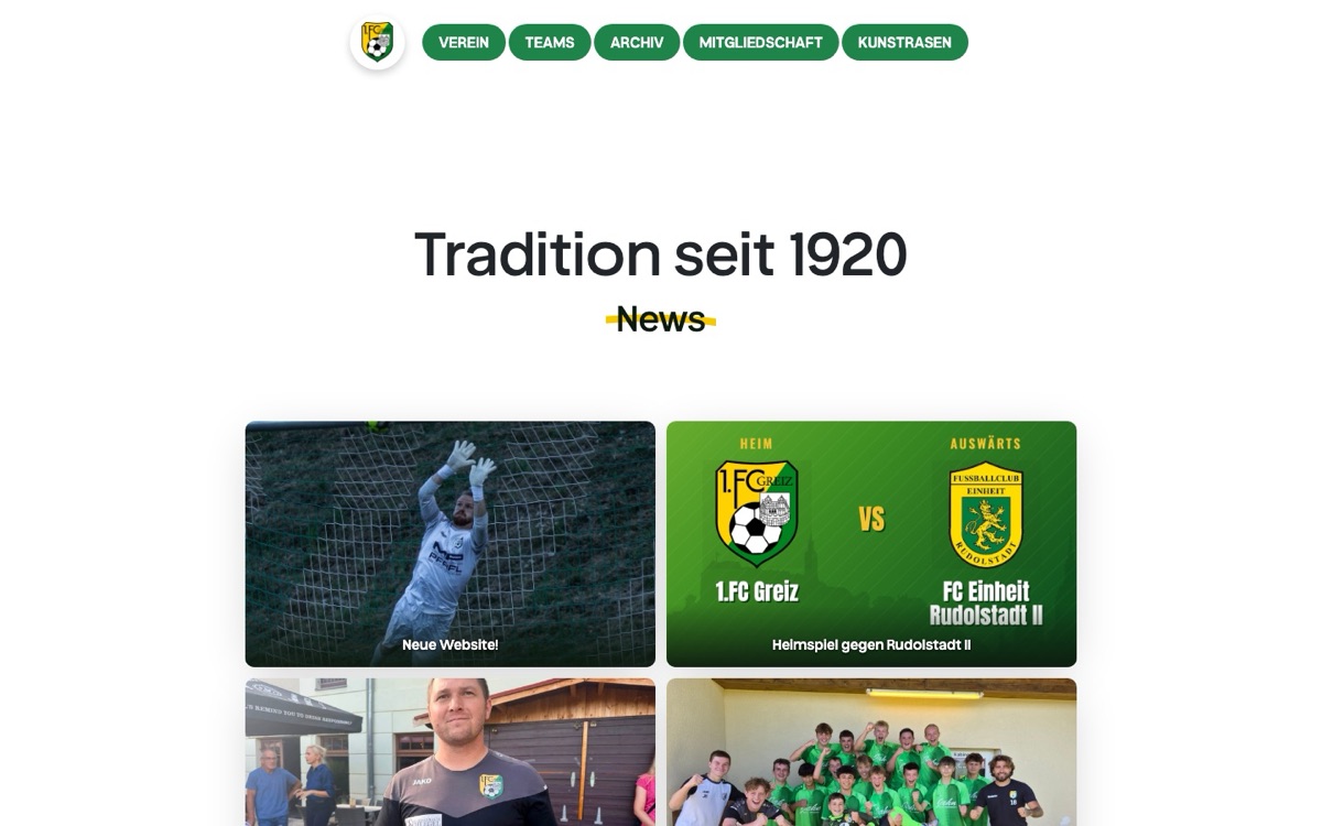 Projekt 1. FC Greiz: Vereinsportal & Sponsorenplattform von Scalyo