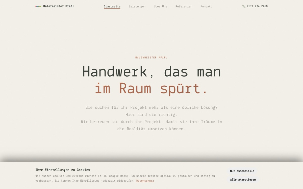 Projekt Malermeister Pfafl: Handwerker-Website & Baustellen-Dokumentation von Scalyo